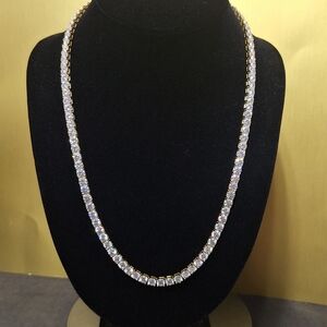 Iced Out Moissanite Tennis Chain 22” 5mm 14K Gold Over 925 Sterling Silver